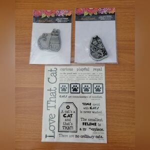 2 Art Cat Stamps and 1 Sheet Cat Stickers
